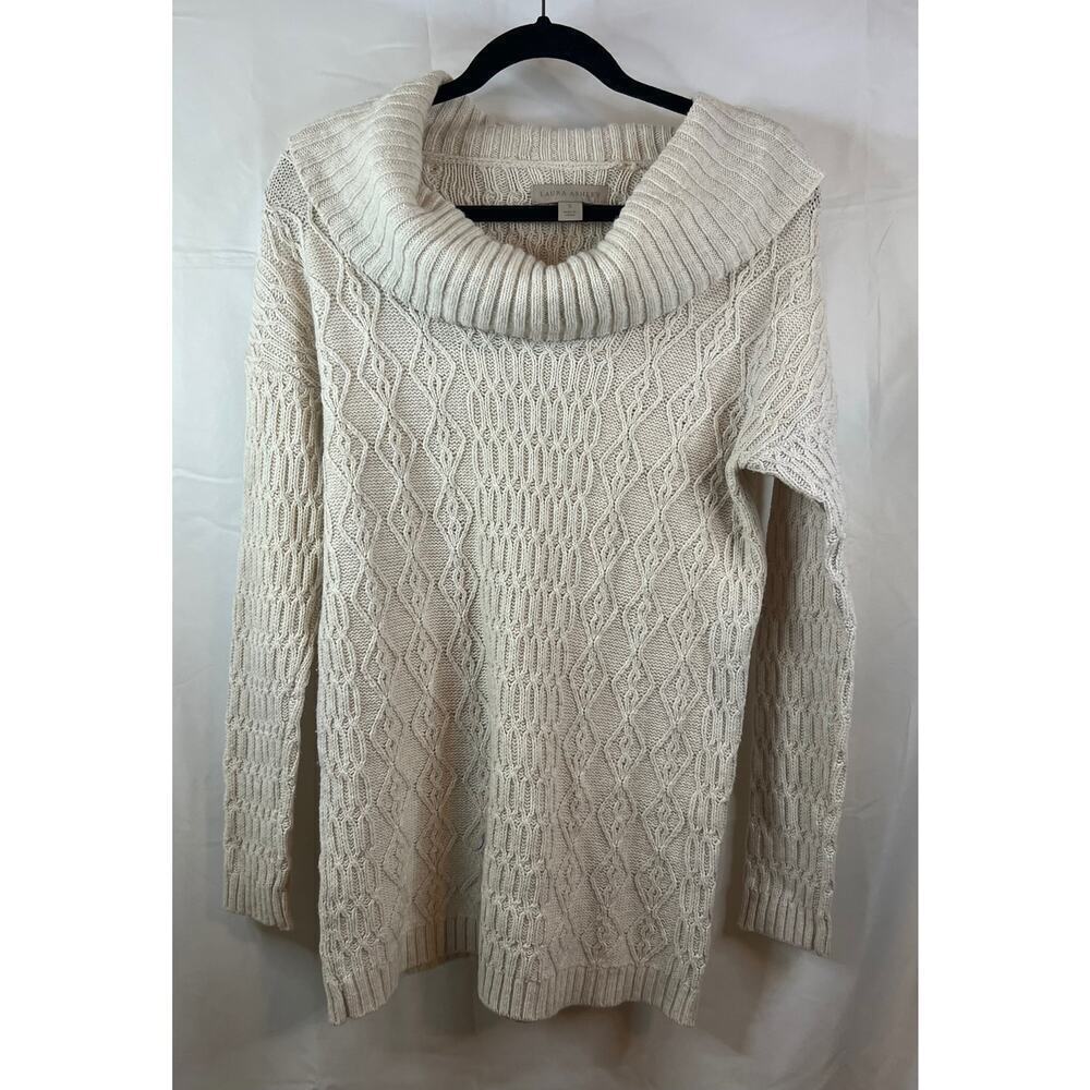 Laura Ashley Cowl Tan Sweater Size Small